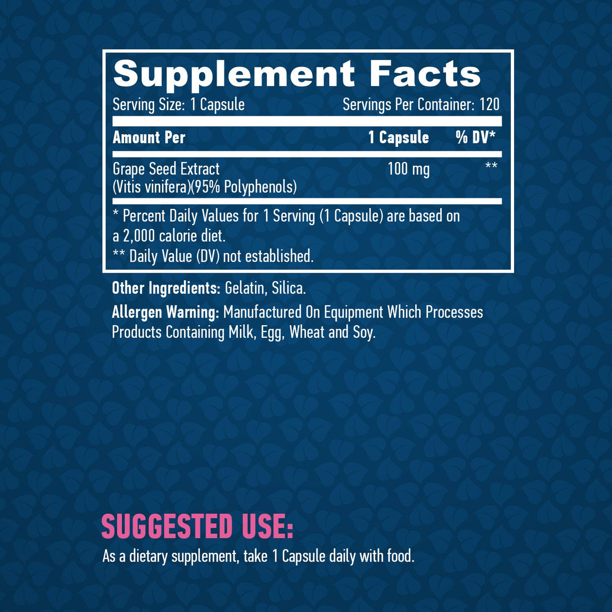 Estratto di vinaccioli 100 mg. /120 capsule.