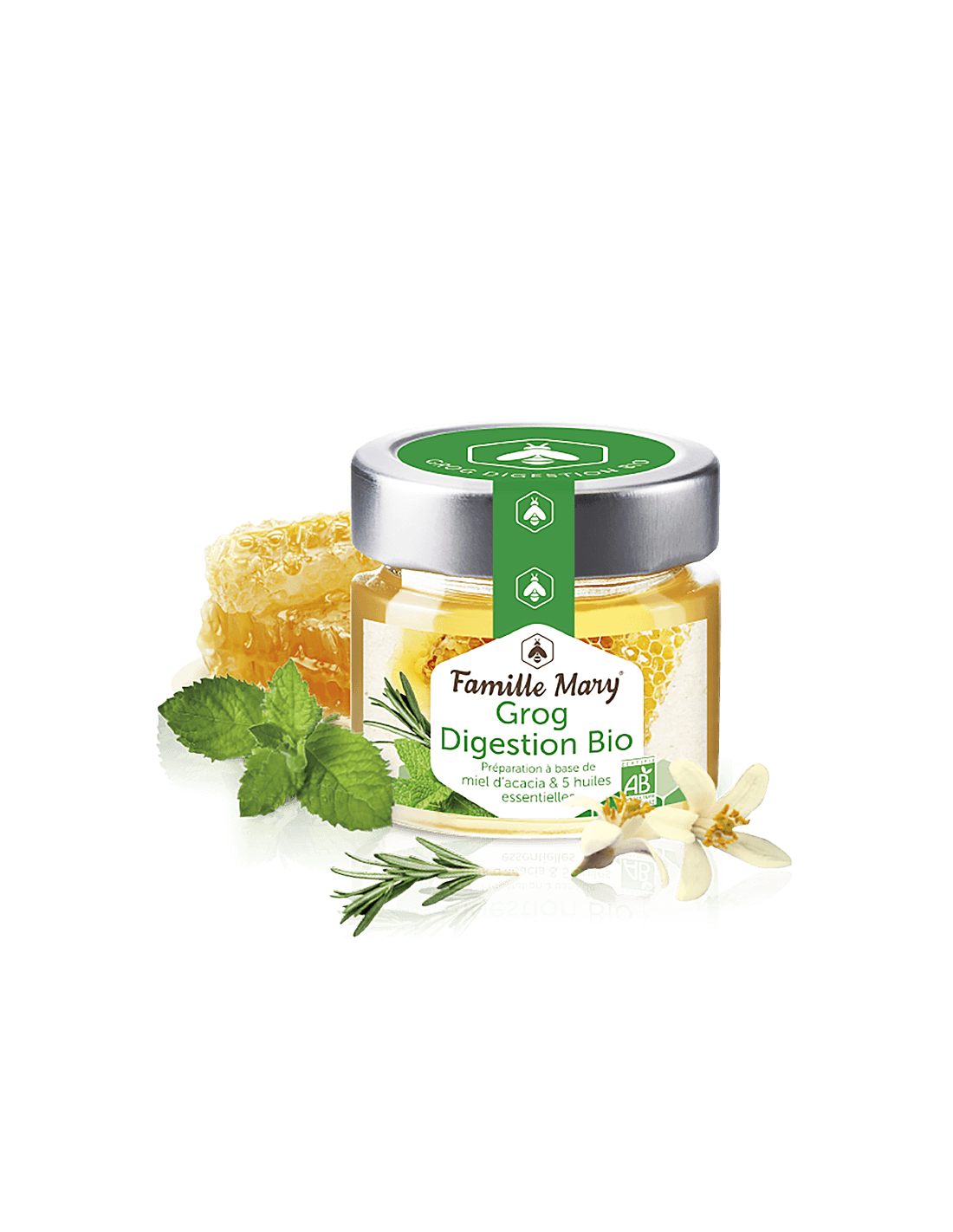 Grog Digestion Bio/Grog per una buona digestione (con miele di acacia e oli essenziali), 100 g Famille Mary