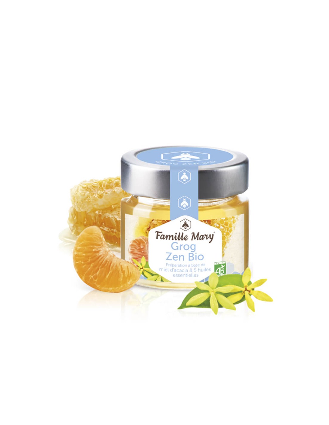 Grog Zen Bio/Grog per il sistema nervoso al miele di acacia e 5 oli essenziali, 100 g Famille Mary