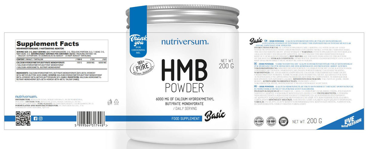 Polvere HMB | Puro al 100% - 200 grammi