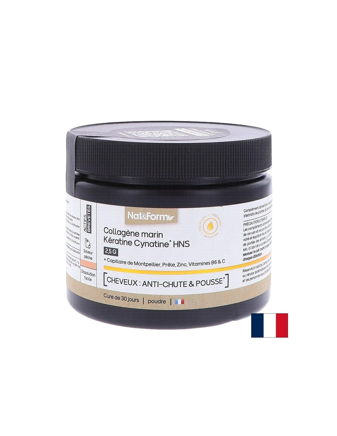 Capelli e pelle - Collagene marino idrolizzato + Cheratina HNS, polvere da 120 g