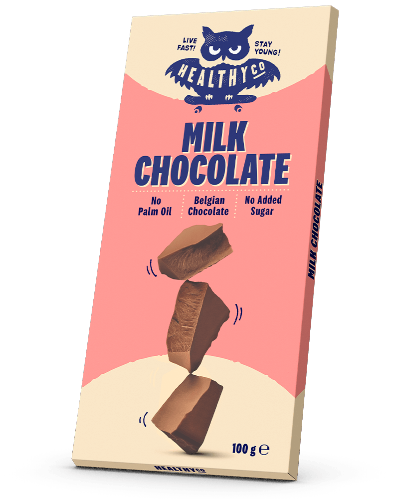 <tc>HealthyCo</tc> cioccolato al latte 100 grammi - senza zuccheri aggiunti e senza olio di palma