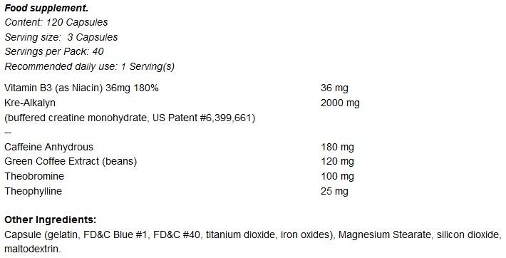 Hyper Kre-Alkalyn PRE/con Caffeina - 120 capsule