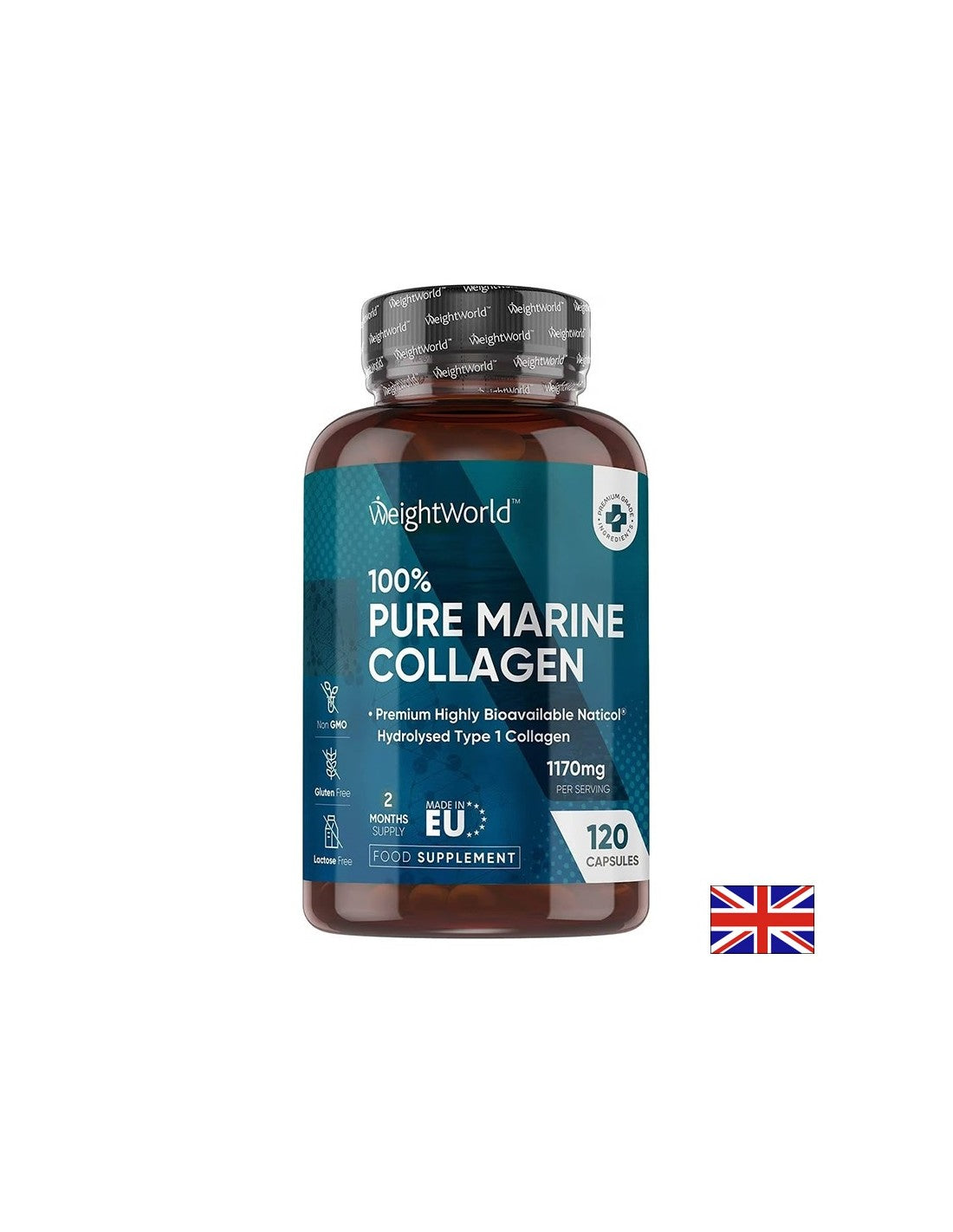 Pelle giovane, articolazioni sane - Collagene marino (tipo I), 120 capsule Weight World