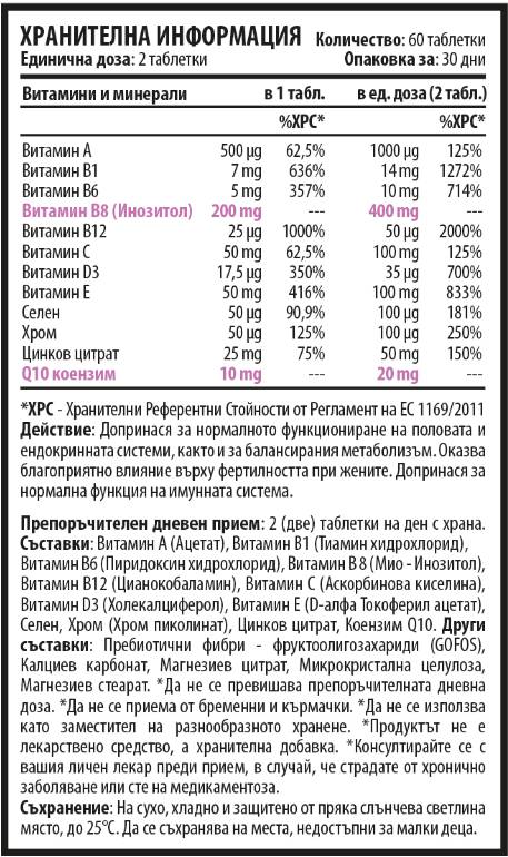 Inovit 365 | Multivitaminici e minerali per donne con coenzima Q10 - 60 compresse