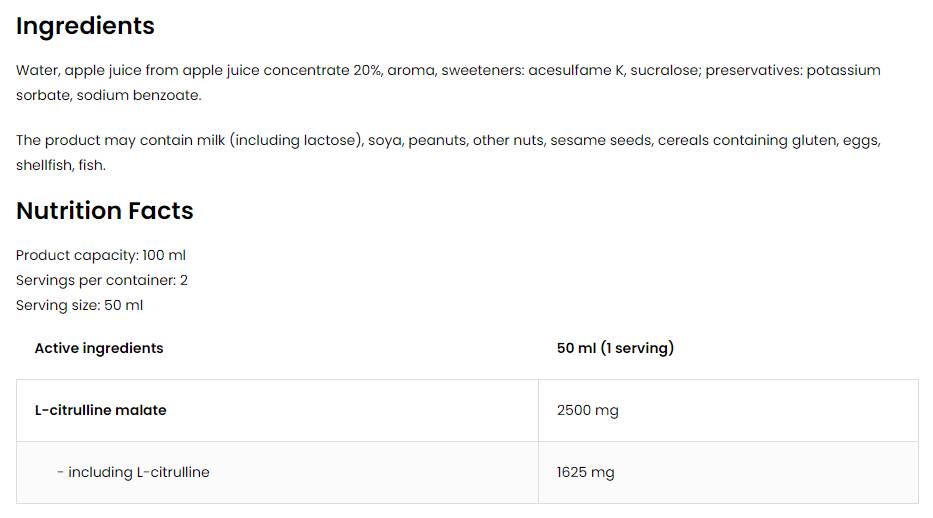 Citrulline Shot | 5000 mg L-citrullino Malato 100 ml