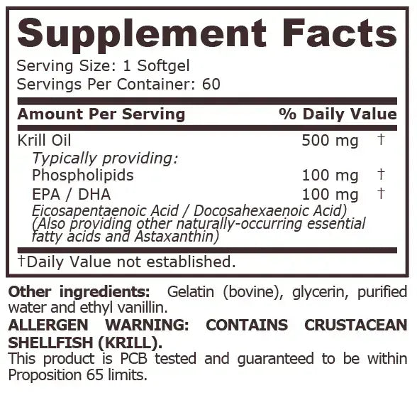 Olio di krill 500 mg - 60 capsule molli <tc>Pure Nutrition</tc>