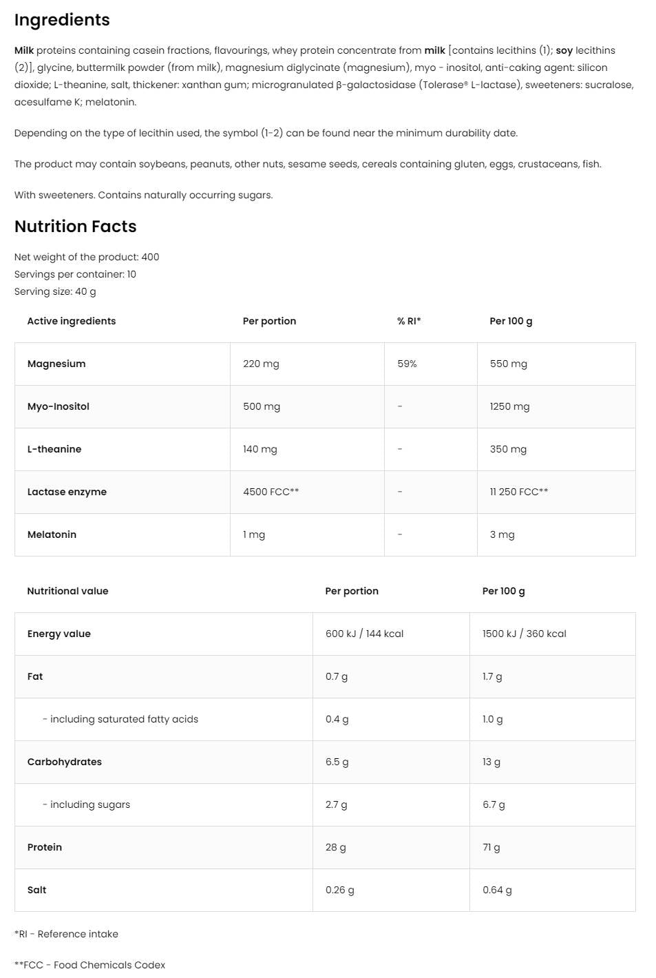 Keep Sleep Night Protein 400 grammi