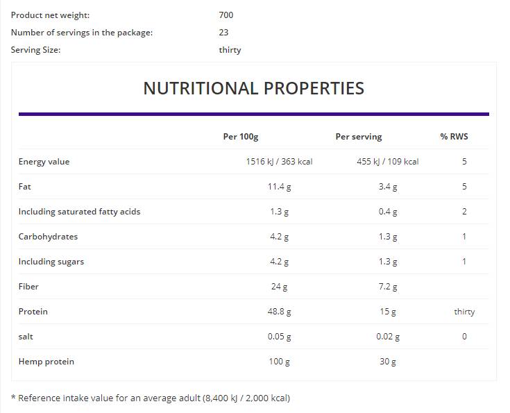 Proteina di canapa/Vege 700 grammi