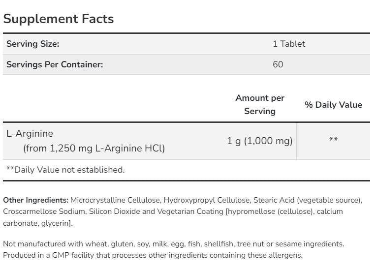 L-Arginina 1000 mg/Doppia potenza - 180 Compresse