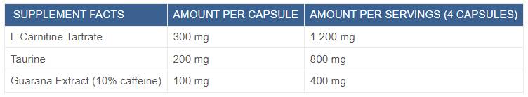 L-Carnitina + Guaranà + Taurina - 90 capsule