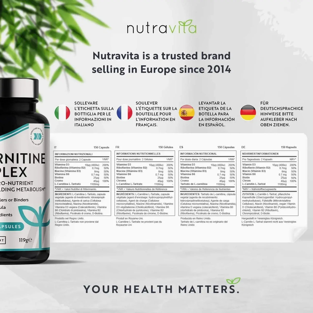 Complesso di L-Carnitina/L-Tartrato//150 capsule, 75 dosi/ <tc>Nutravita</tc>