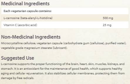 L-Carnosina/ L-Carnosina 500 mg x 60 capsule <tc>Natural Factors</tc>