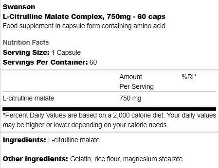Complesso malato di L-citrullina 750 mg 60 capsule