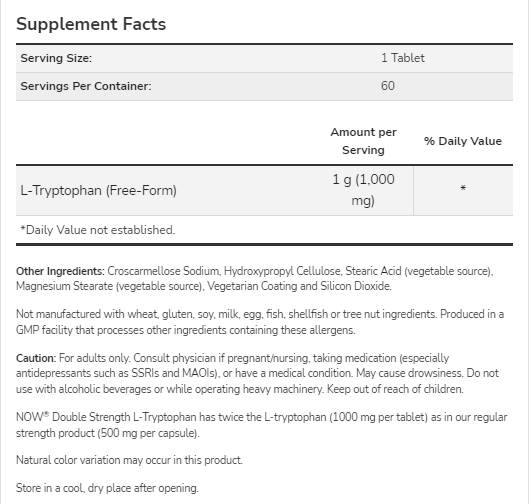 L-Triptofano 1000 mg | Doppia forza - 60 compresse
