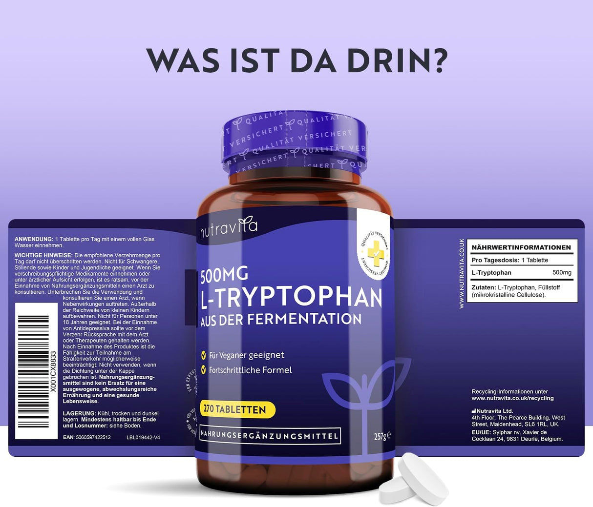 L-Triptofano 500 mg 270 compresse