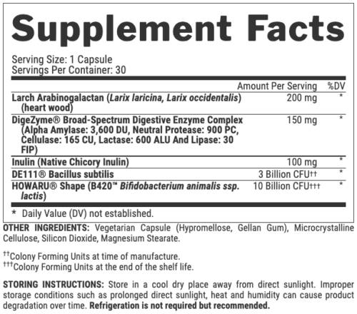 Lipo 6 Nero Probiotico | Formula completa con prebiotici + enzimi digestivi - 30 capsule