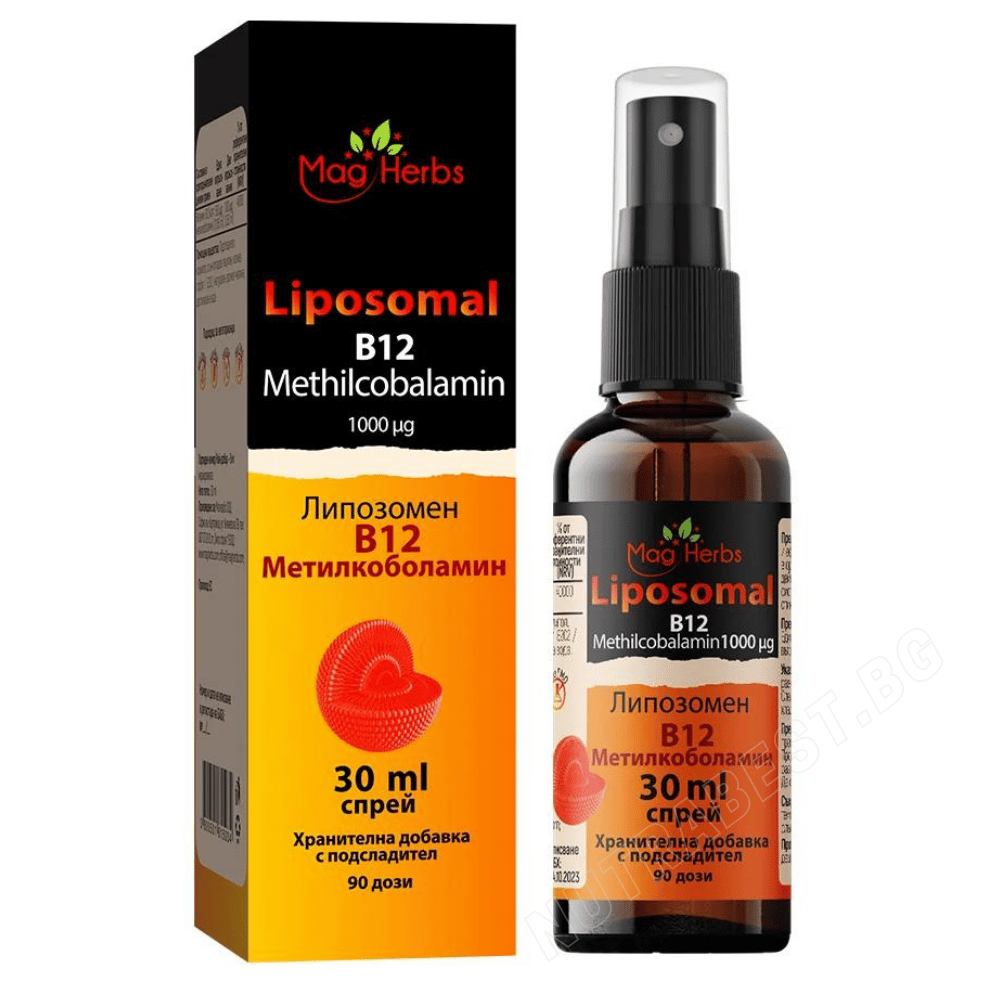 Spray liposomiale di vitamina B12 Metilcobalamina 1000 µg <tc>MagHerbs</tc> /30 ml, 90 dosi/