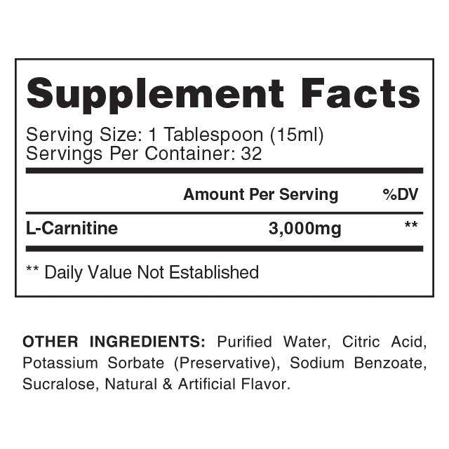 Carnitina liquida 3000 | Concentrazione 2x - Massima forza - 480 ml