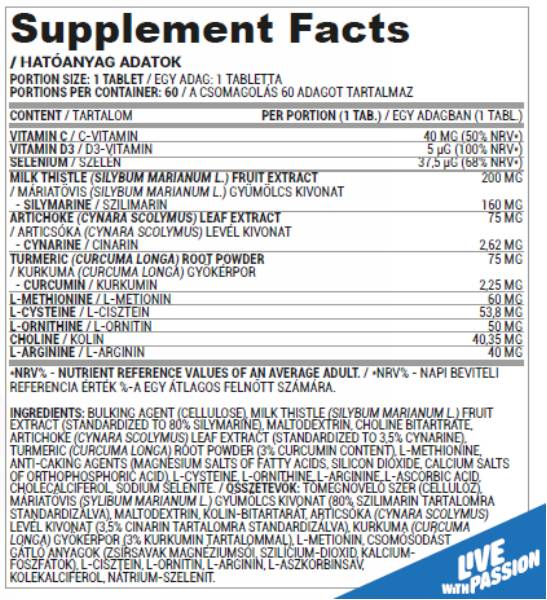 Supporto al fegato | Formula completa per la cura del fegato - 60 compresse