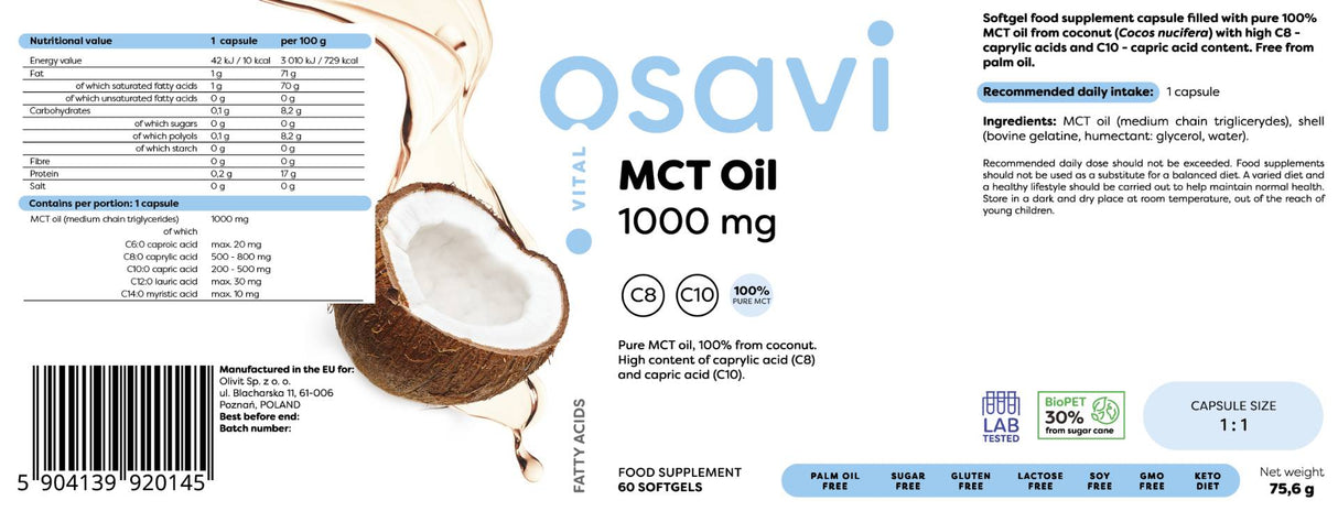 Olio MCT 1000 mg | C8 + C10 - 60 capsule molli