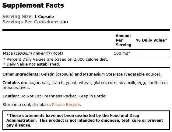 Maca 500 mg - 100 capsule
