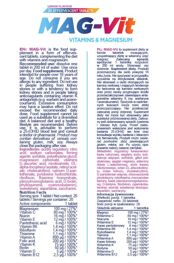 Mag-Vit | Magnesio & Vitamine effervescenti - 20 compresse solubili