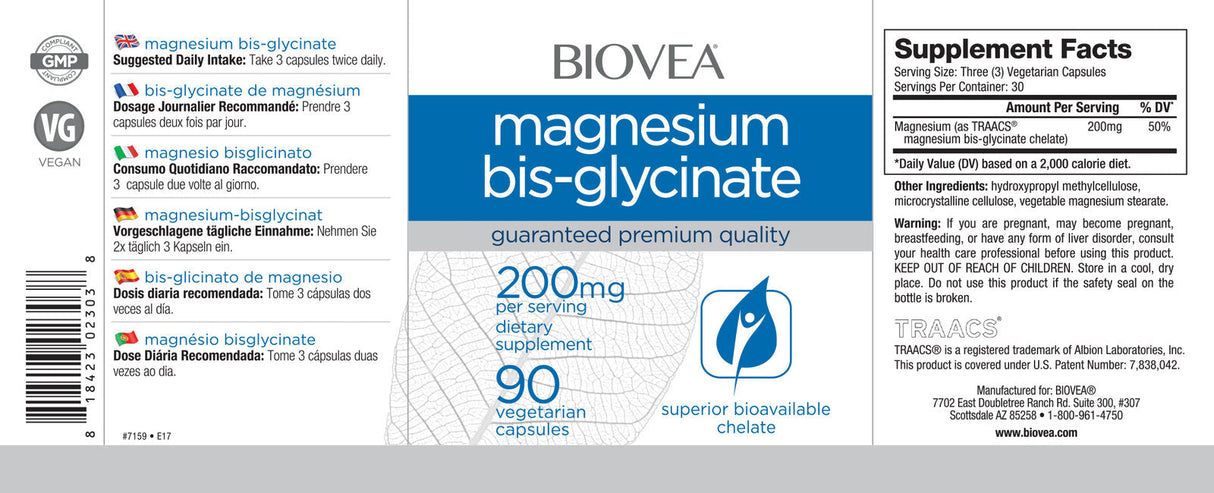 Bisglicinato di magnesio 200 mg/90 capsule
