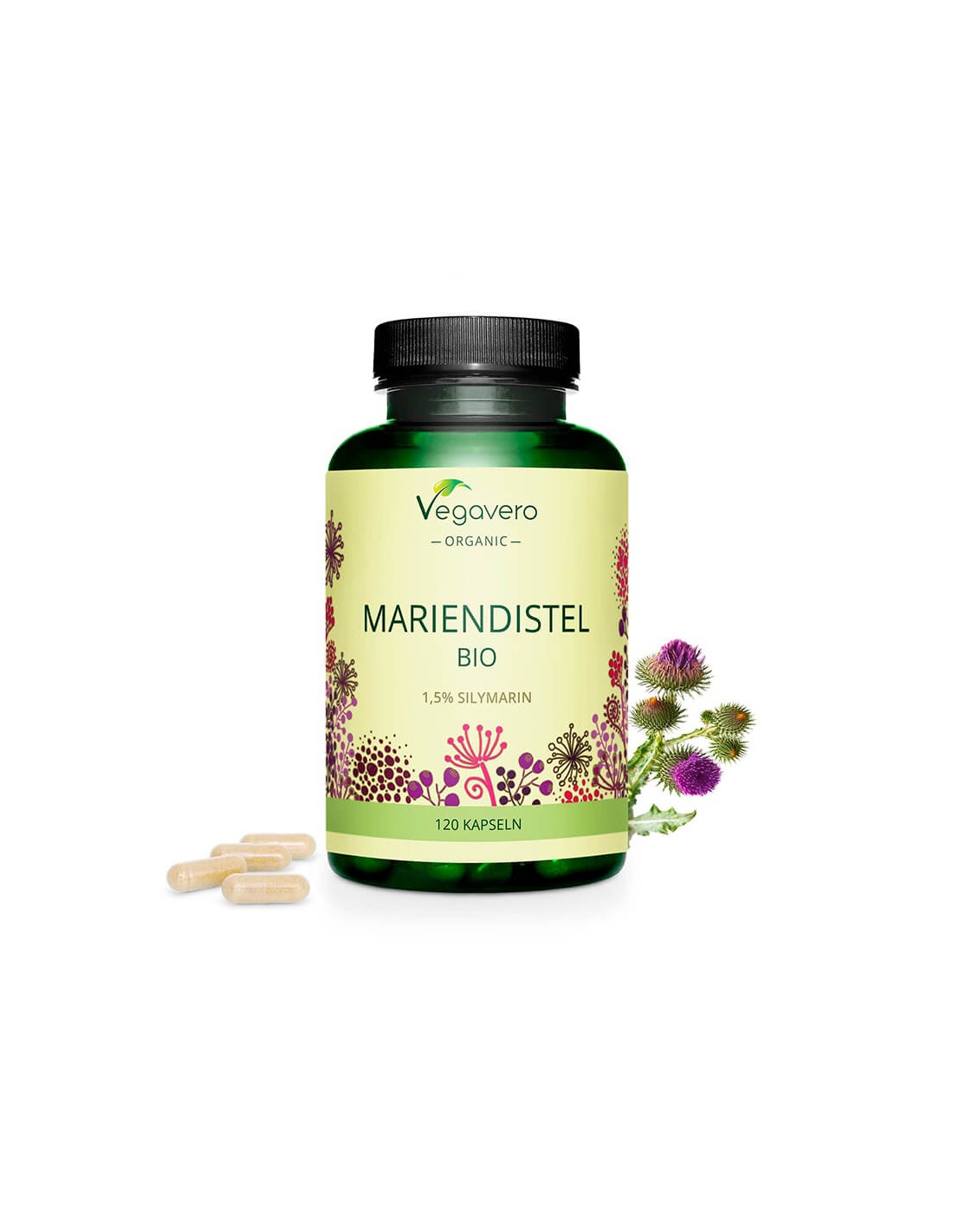 Mariendistel Bio - Cardo mariano biologico, 120 capsule <tc>Vegavero</tc>