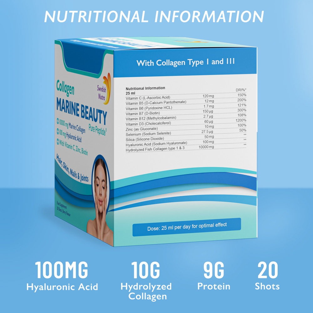 Fish Collagen Marine Beauty 10000 mg con acido ialuronico 100 mg /20 x 25 ml/