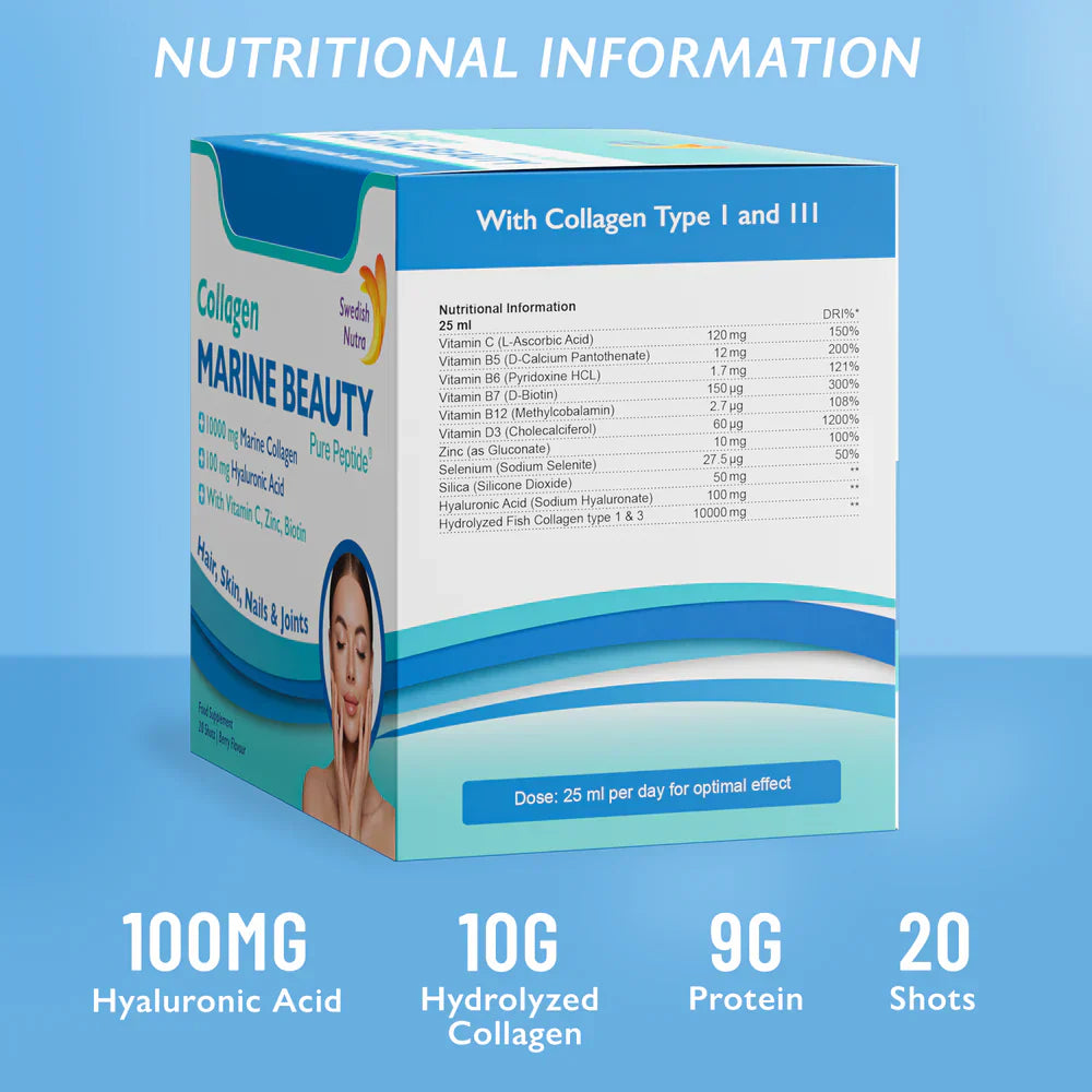 Fish Collagen Marine Beauty 10000 mg con acido ialuronico 100 mg /20 x 25 ml/