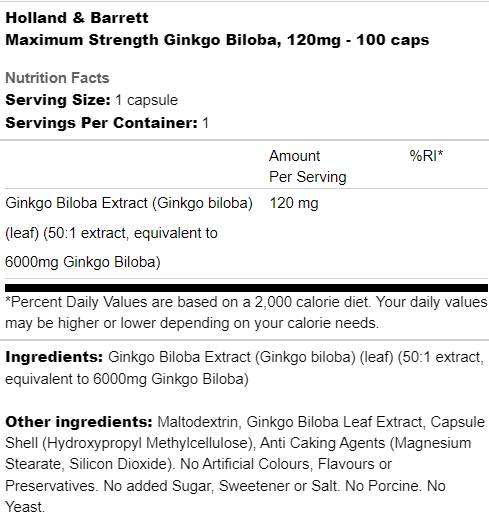 Ginkgo Biloba di massima potenza 120 mg - 100 capsule