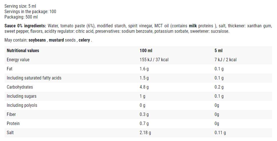 Maionese - Ketchup/Salsa 0 Calorie - 500 ml