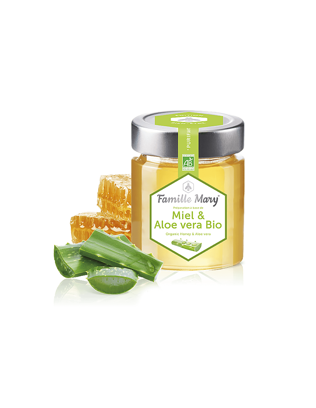 Miele & Aloe Vera Bio/Miele di acacia bio + aloe vera, 170 g Famille Mary