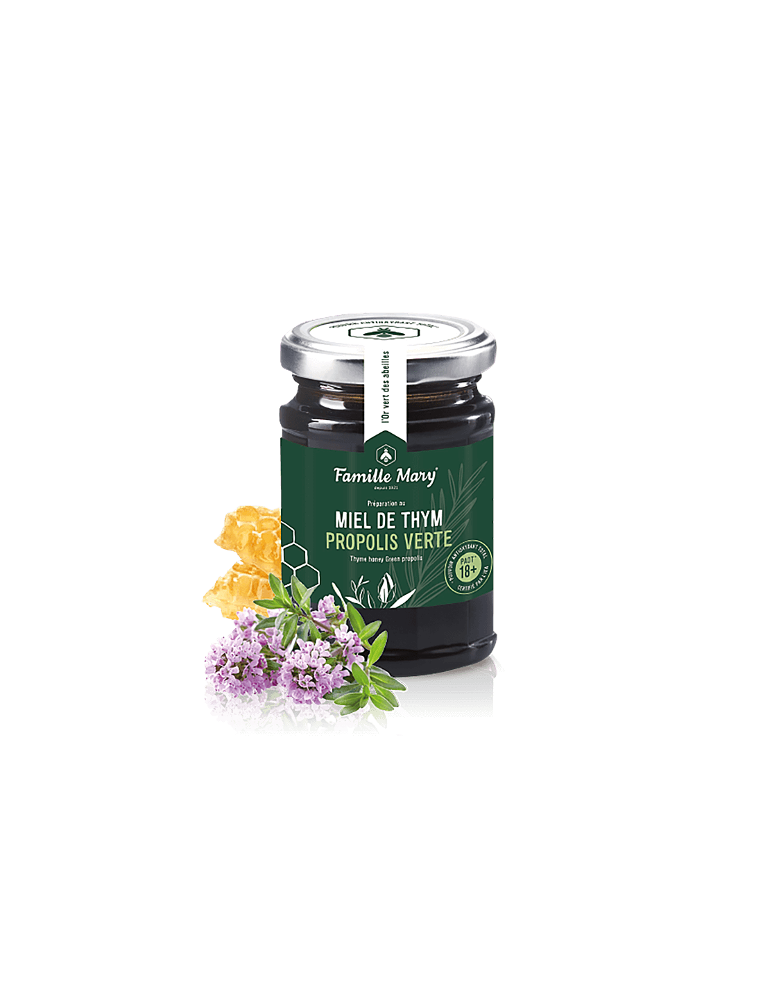 Miel de Thym Propolis Verte/Miele di timo e propoli verde, 200 g Famille Mary