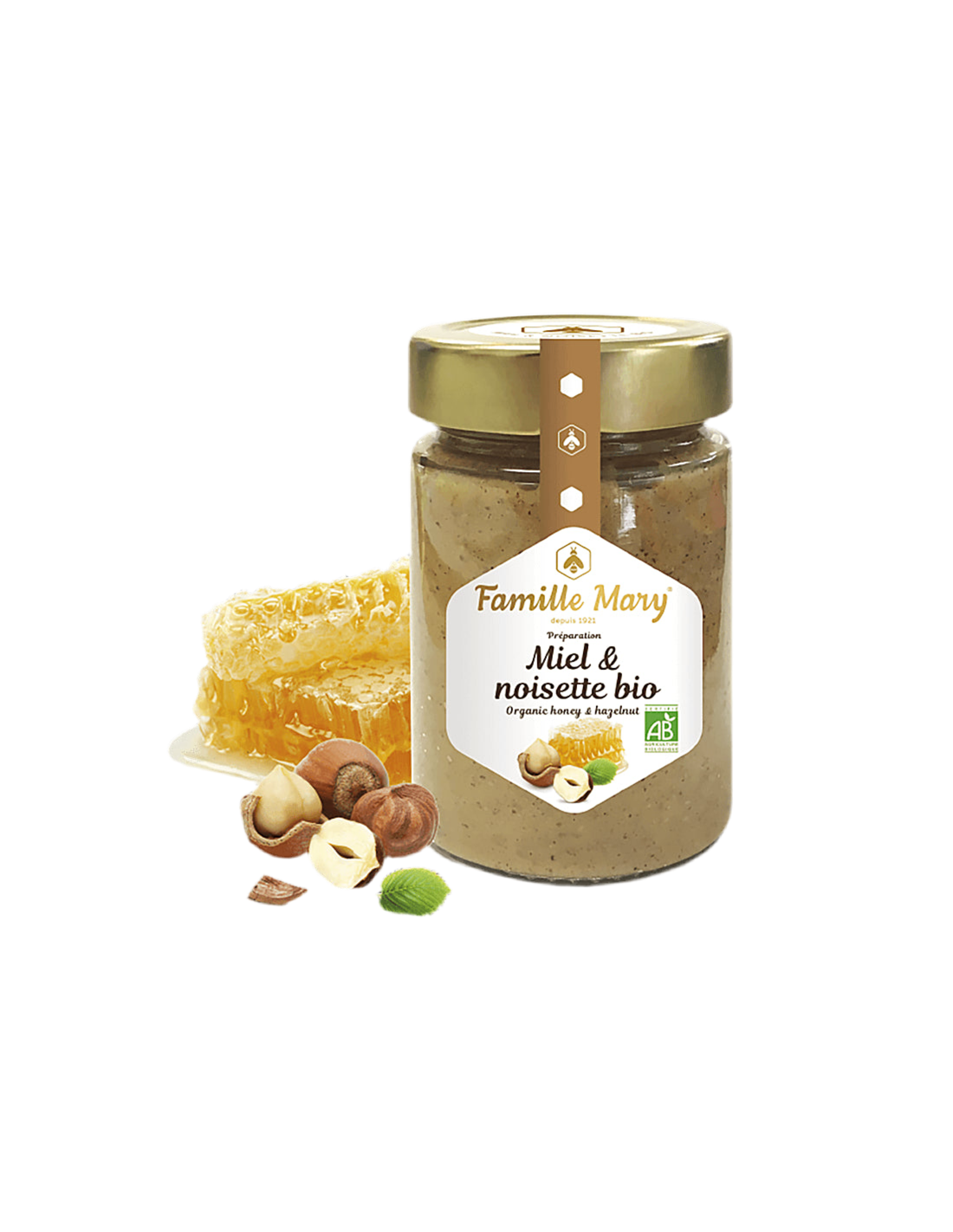 Miele colorato biologico alle nocciole - Miele et noisette bio, 240 g