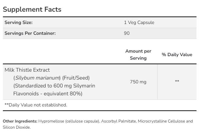 Estratto di Cardo Mariano 750 mg - 90 capsule