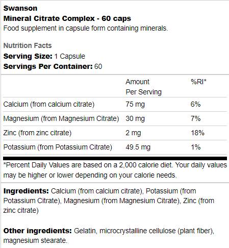 Complesso minerale di citrato - 60 capsule