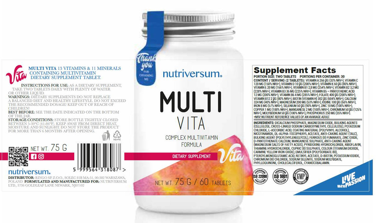 MultiVita | Formula multivitaminica complessa - 60 compresse