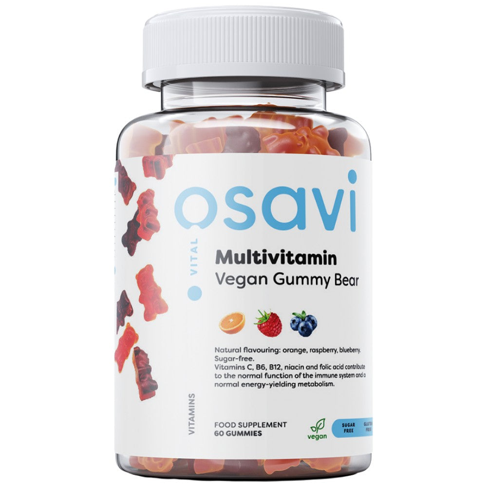 Orsetto Gommoso Vegano Multivitaminico | Arancia, Lampone, Mirtillo - 60 caramelle gommose
