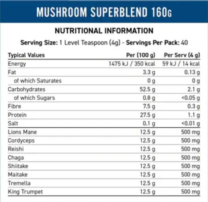 Miscela di funghi | Complesso agli 8 Funghi - 160 grammi