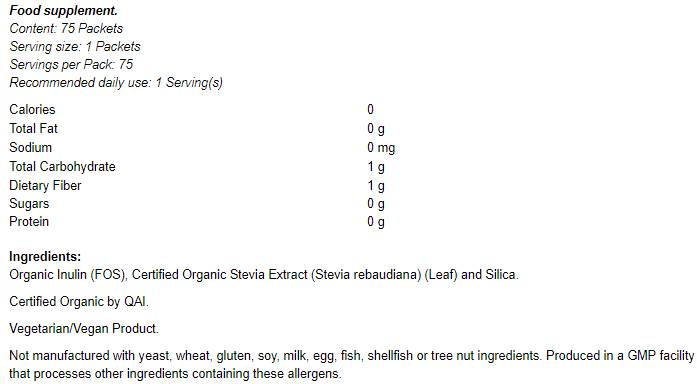 Migliore Stevia Organic - 75 pacchetti