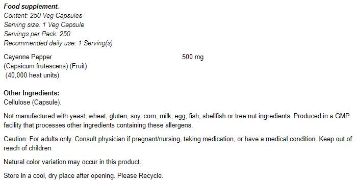 Cayenne 500 mg - 100 capsule