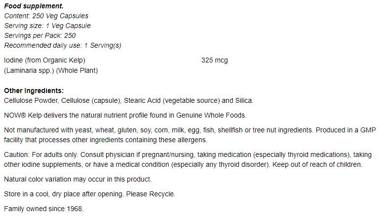 Kelp 325 McG - 250 Capsule