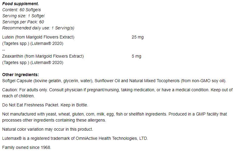 Luteina e zeaxantina - 60 capsule in gel