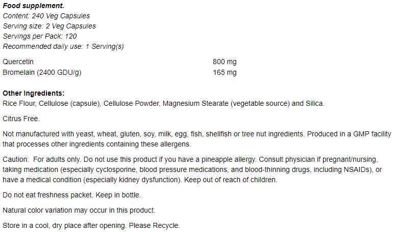 Quercetina con bromelina - 60 capsule