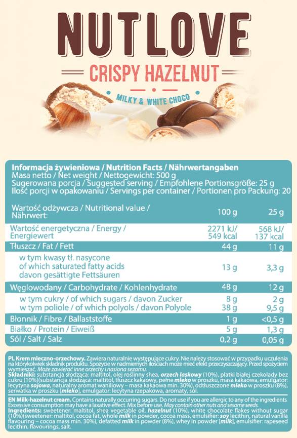 Crema spalmabile proteica NutLove | Gusti Diversi - 500 grammi