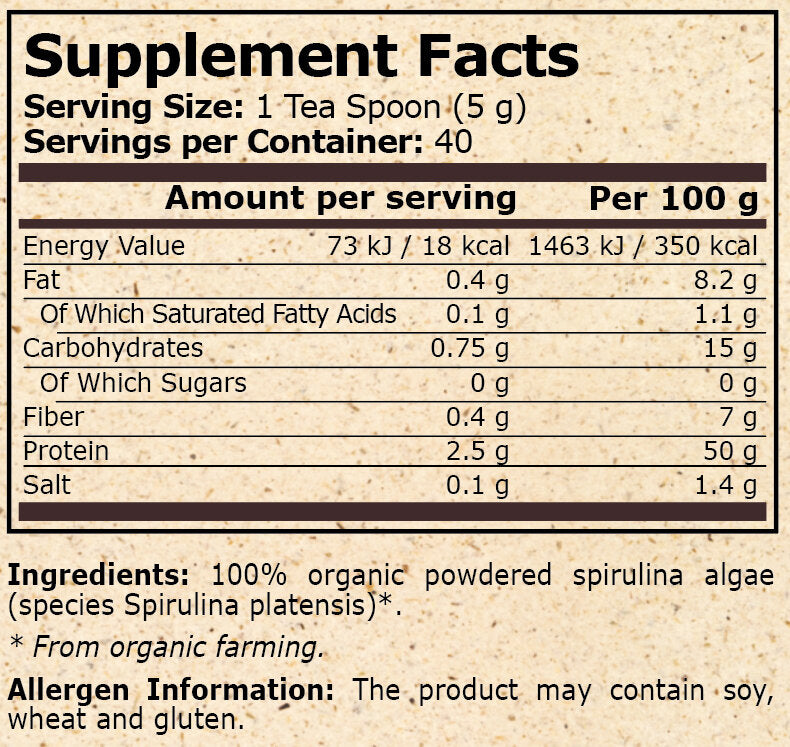 <tc>Pure Nutrition</tc> - SPIRULINA BIOLOGICA - 200 g