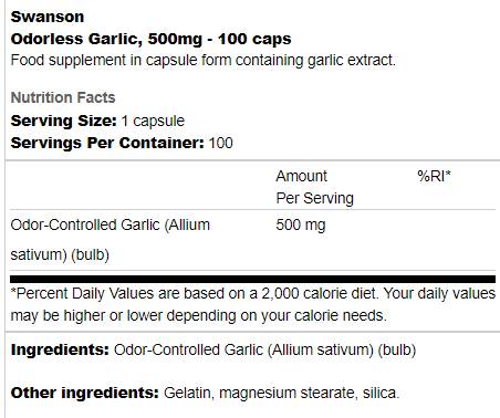 Aglio Inodore 500 mg 100 capsule