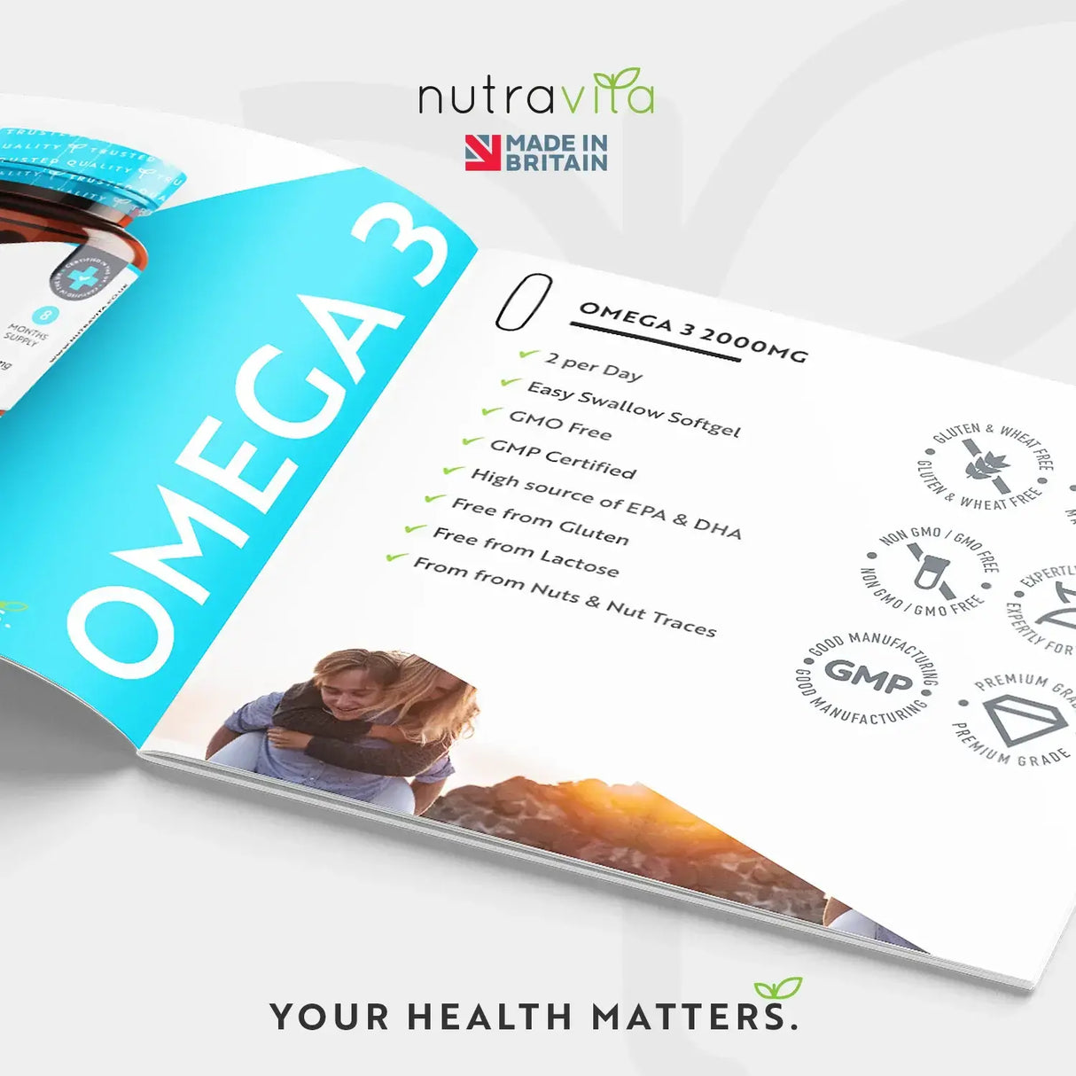 Omega 3 2000 mg /EPA 660 mg, DHA 440 mg/Olio di pesce puro /240 capsule, 120 dosi/ <tc>Nutravita</tc>